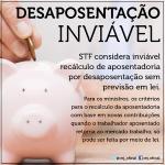 STF considera inviável recálculo de aposentadoria por desaposentação sem previsão em lei