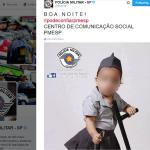 Bebê com algema e cassetete em post da PM gera polêmica em rede social