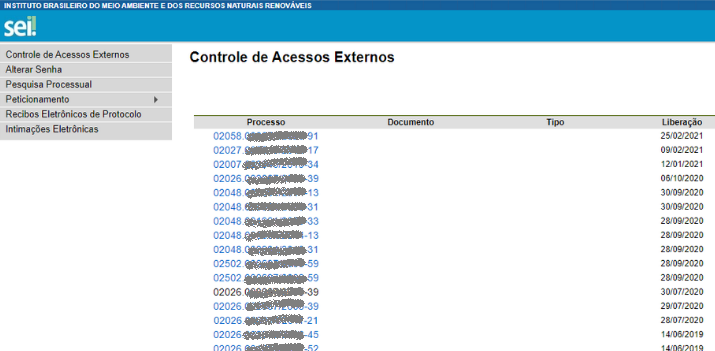Consultar processo administrativo ambiental no SEI