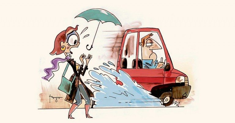 Motorista que jogar água em pedestre deve ser multado!