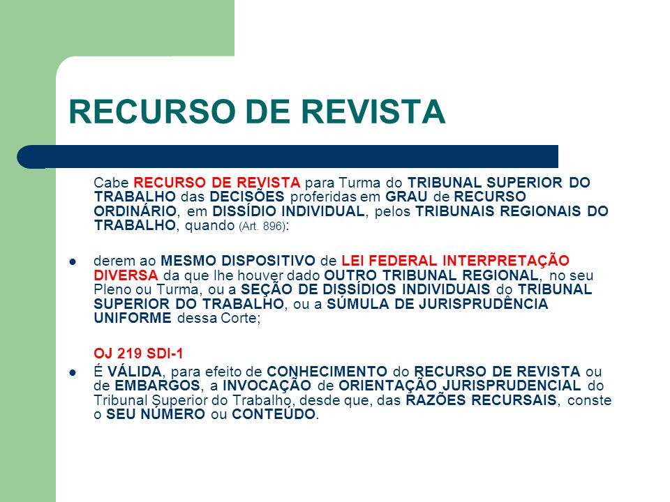 Recurso de Revista no Processo do Trabalho | Jusbrasil